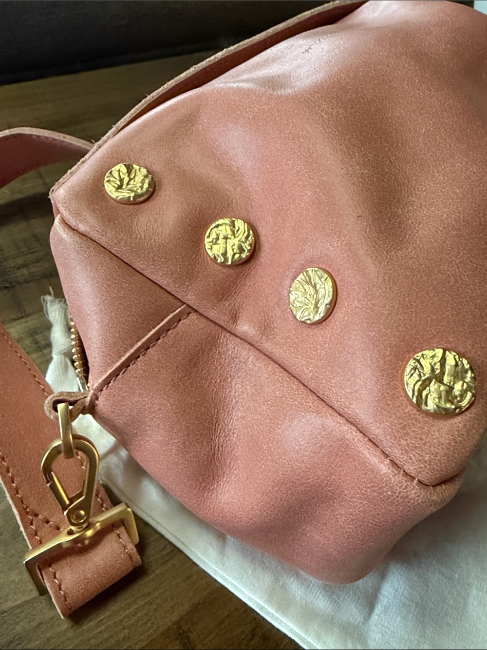 Hammitt Evan crossbody sorbet pink/ brushed gold hammered- SMALL size - Picture 11 of 11